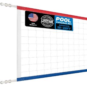 Swimming Pool Volleyball Net Replacement Heavy Duty, Extra-Long 15FT-28FT Adjustable, Upgraded All-Weather+Waterproof, Reinforced Borders, and Durable Nylon Straps - 15x3FT (Net Only) in Kuwait
