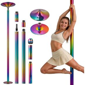 Home Dance Pole,Adjustable&Portable Dancing Pole,200KG Load Safe for Beginners,Static&Spin Modes,45mm Pro Grip,Tool-Free 10 Min Setup,Adjusts 88-108",Includes Free LED Mood Light&Floor Guard in Kuwait