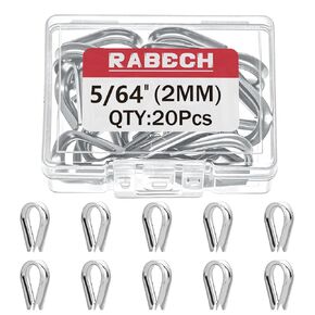 M2 5/64 Inch Wire Rope Thimble 5/64" Stainless Steel Thimbles for Wire Rope Cable Thimble Rigging (Pack of 20Pcs) in Kuwait