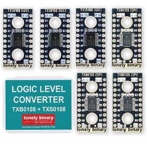 Lonely Binary 6-Pack TXB0108 TXS0108 8-Ch محول المستوى المنطقي لاردوينو | 3x TXB0108 (SPI/دفع وسحب) + 3x TXS0108 (I2C/استنزاف مفتوح)؛ 8 قنوات ثنائية الاتجاه، ذات اتجاه تلقائي؛ 1.2-3.6 فولت إلى 1.65-5.5 فولت in Kuwait