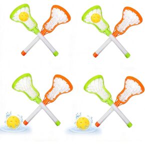 CEYAZYE 4 Sets 17" Lacrosse Stick and Ball, Mini Water Lacrosse Sticks for Pool Beach Games, Sports & Outdoor Play for Adults, Birthday Gifts (Green, Orange) in Kuwait