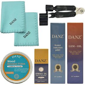 Guitar cleaning kit with guitar string cleaner, lemon oil, polish, cleaning cloth, beeswax, guitar string winder in Kuwait