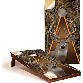 Whitetail Deer Grassland Camo Cornhole Board Wraps | 24x48 Wood Board Skin Vinyl Decal | Waterproof, UV Resistant, Easy Bubble-Free Application, Outdoor Hunting Style Cornhole Wrap Only (2 Pack) in Kuwait
