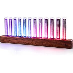 RGB Sound Pickup Light,LED Music Spectrum Display，12 LED Light Tubes Automatic Adjustment Colorful Rhythm Light Bar, with Solid Wood Base for Gaming,Livehouse,Studio, Home Decor in Kuwait