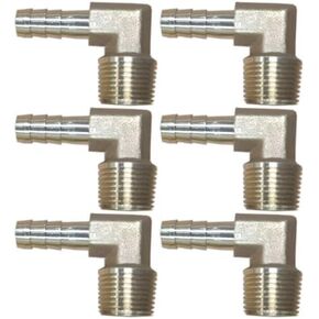 6-Piece Brass 3/8" Hose Barb 90° Elbow with 3/8" Male NPT Thread for Gas, Fuel & Water Lines – Rigid Fitting in Kuwait