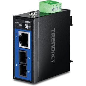 TRENDnet Hardened Industrial 1000BASE-LX Multi-Mode SC Fiber Media Converter (1km, 0.62mi.), TI-FGSC, 1 x Gigabit RJ45 Port, 1 x SC-Type Interface Port, NDAA TAA Compliant in Kuwait