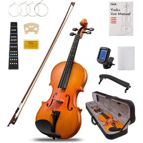 Tostar Acoustic Violin Full Size 4/4 Violin Set Starter Kit with Carrying Case, Violin Bow, Bridge, Rosin, Shoulder Rest, Stickers, Instruction Extra Strings for Beginner Retro Matte in Saudi Arabia