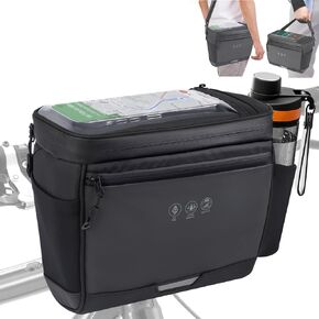 Bike Handlebar Insulated Bag, Waterproof Mountain Bike Crossbar Front Bike Phone Bag Cooler Storage Pouch with TPU Touch Screen Insulation for Outdoor Hiking Travel 4L in Kuwait
