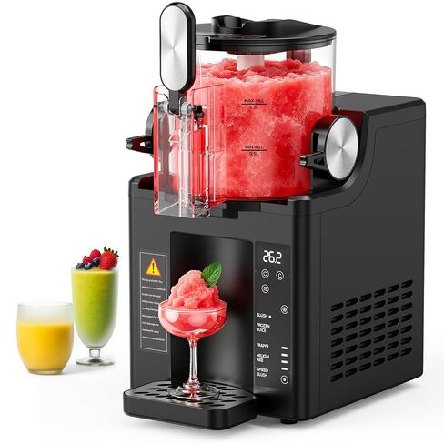 آلة Slushie للمنزل، 67 أونصة لا تحتاج إلى ثلج، آلة المشروبات المجمدة وصانعة الآيس كريم الناعمة، 6 إعدادات مسبقة مع التنظيف التلقائي لسلاشي، المارجريتا والمزيد. أسود in Kuwait