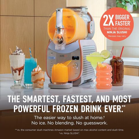 Ninja SLUSHi Max XXL Smart Frozen Drink Maker, Top Performance, Smart Technology, Party-Size 150 Oz Capacity, No Ice Needed, 6 Programs, Ideal Temp, Peach, FS605 (Renewed) in Kuwait