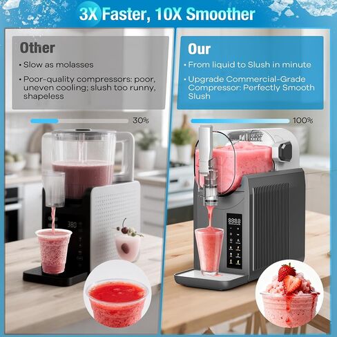 No Ice Needed Slushie Machine, 92oz Large Capacity Margarita & Frozen Drink Maker, 6 Preset Programs LED Touch Control, Self-Cleaning for Home Commercial Smoothies Frappés Milkshakes in Kuwait