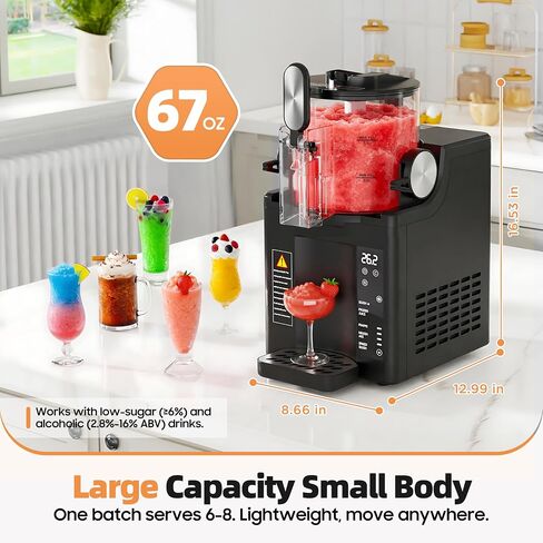 آلة Slushie للمنزل، 67 أونصة لا تحتاج إلى ثلج، آلة المشروبات المجمدة وصانعة الآيس كريم الناعمة، 6 إعدادات مسبقة مع التنظيف التلقائي لسلاشي، المارجريتا والمزيد. أسود in Kuwait