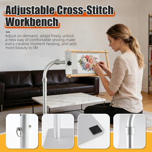 Heavy-Duty Metal Needlepoint Stand, Adjustable & Rotatable, Side Clamp Included, Fits Lowery & Q-Snap Frames in Kuwait