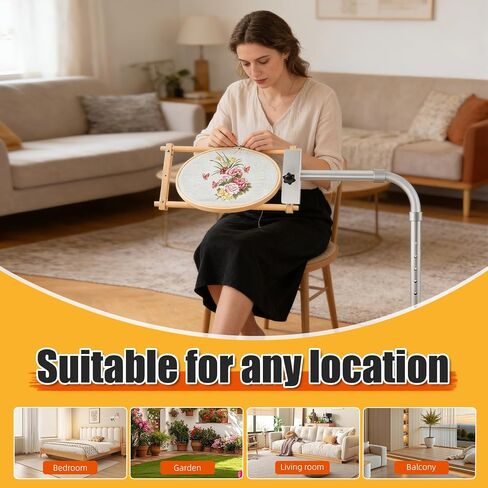 Heavy-Duty Metal Needlepoint Stand, Adjustable & Rotatable, Side Clamp Included, Fits Lowery & Q-Snap Frames in Kuwait