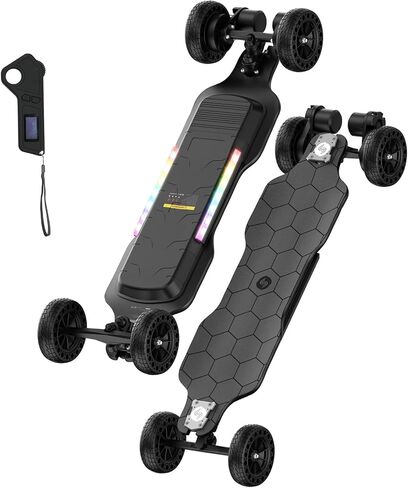 isinwheel V10 Electric Skateboard with Remote, 3000W Belt Drive Motor, 32 MPH Top Speed, 28 Miles Range Electric Skateboards for Adults & Teens, LED Ambient Light, IP54 Off-Road Electric Longboard in Kuwait
