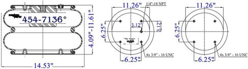 Dayton Parts 454-7136L زنبرك هوائي، ملتف مزدوج، ارتفاع مطوي 4.09 بوصة، قطر اللوحة العلوية 11.31 بوصة، قطر اللوحة السفلية 11.31 بوصة، لوحة علوية واحدة ذات أربع فتحات، لوحة سفلية بأربعة فتحات in Kuwait
