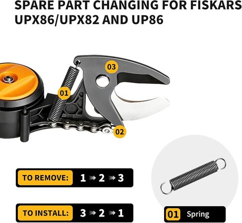4 قطع نوابض بديلة متوافقة مع Fiskars، نوابض تقليم من الفولاذ المقاوم للصدأ مقاس 2.36 بوصة، مصممة لقواطع الفروع متعددة الوظائف UPX82 وUPX86 وUP82 وUP84 وUP86، باللون الأسود in Kuwait