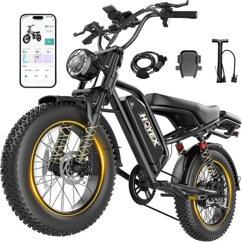 Electric Bike for Adults, 1500W Brushless Motor Ebike, 20" Fat Tire Electric Bicycles, 48V 20Ah Battery, 31MPH Top Speed with Dual Suspension E Bikes in Kuwait