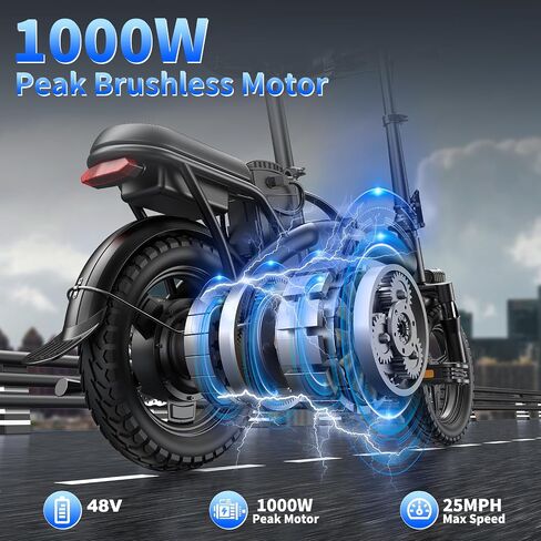 Folding Electric Bike: 1000W Peak, 48V 10Ah, 14" E-Bike | 1000W Peak, 48V 10Ah 480Wh, 45Mi PAS, UL2849, in Saudi Arabia