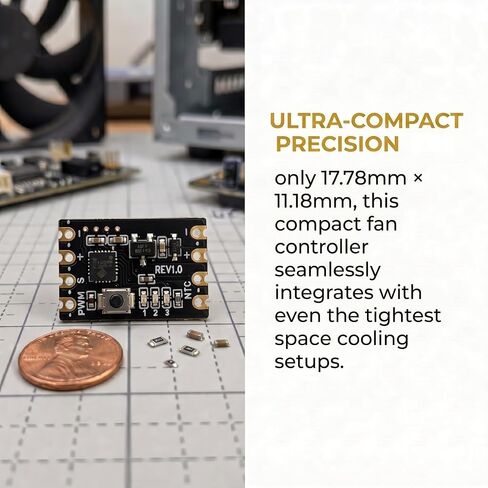 Delinx 2-Pack Ultra-Mini 36W 5V 12V 4-Pin PWM Fan جهاز التحكم في درجة الحرارة | 343 وضعًا قابلاً للبرمجة، منظم سرعة المروحة الذكية DC لحافظة الكمبيوتر الشخصي، خزانة AV، طابعة ثلاثية الأبعاد، مشروع تبريد DIY للمساحة الصغيرة in Kuwait