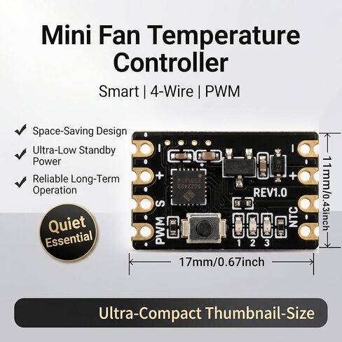 Delinx 2-Pack Ultra-Mini 36W 5V 12V 4-Pin PWM Fan جهاز التحكم في درجة الحرارة | 343 وضعًا قابلاً للبرمجة، منظم سرعة المروحة الذكية DC لحافظة الكمبيوتر الشخصي، خزانة AV، طابعة ثلاثية الأبعاد، مشروع تبريد DIY للمساحة الصغيرة in Kuwait