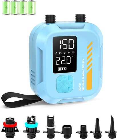 Electric Paddle Board Pump Portable, 22 PSI Rechargeable Electric SUP Air Pump, Intelligent Dual Stage Inflation & Deflation, Auto-Off, for Paddle Boards, Kayak, Kite, Tent in Kuwait