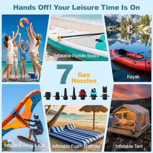 Electric Paddle Board Pump Portable, 22 PSI Rechargeable Electric SUP Air Pump, Intelligent Dual Stage Inflation & Deflation, Auto-Off, for Paddle Boards, Kayak, Kite, Tent in Kuwait
