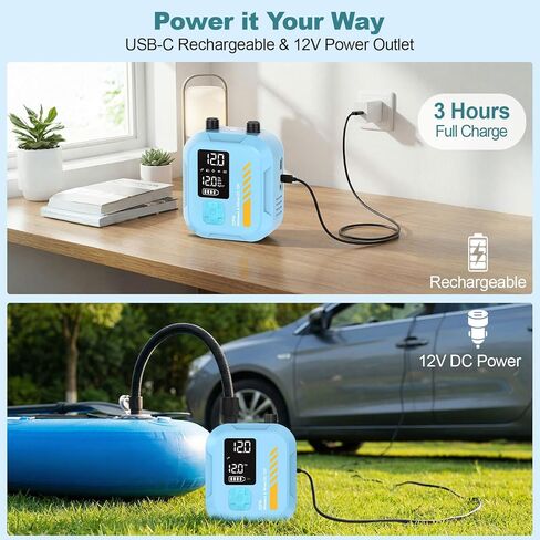 Electric Paddle Board Pump Portable, 22 PSI Rechargeable Electric SUP Air Pump, Intelligent Dual Stage Inflation & Deflation, Auto-Off, for Paddle Boards, Kayak, Kite, Tent in Kuwait