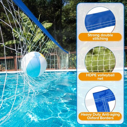 15x3FT Pool Volleyball Net for Inground Pools with 6 Metal Buckle Webbing Straps, 2026 Newly Upgraded Volley Ball Net for Outdoor Pool, Summer Pool Floaties Party Gift for Adults and Family(Net Only) in Kuwait