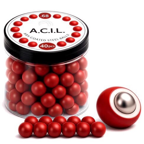 A.C.I.L. ABS-Coated Steel Balls, 17.25mm, Red, 10 grams Nylon-Steel .68, 40 Pieces in Kuwait
