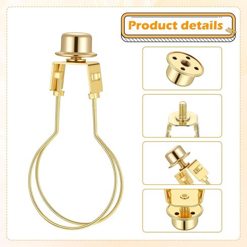 2 Pcs Lamp Shade Adapter, Lamp Shade Light Bulb Clip Adapter Gold Clip on Lamps Shades Holder Includes Finial and Lampshade Levellers for Replacement in Kuwait