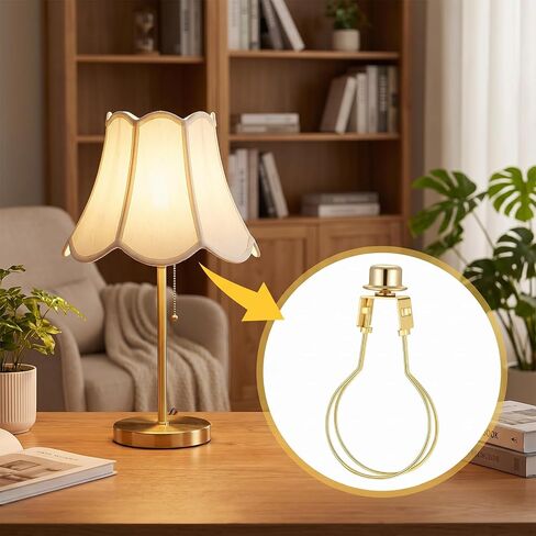 2 Pcs Lamp Shade Adapter, Lamp Shade Light Bulb Clip Adapter Gold Clip on Lamps Shades Holder Includes Finial and Lampshade Levellers for Replacement in Kuwait