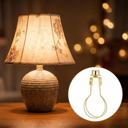 2 Pcs Lamp Shade Adapter, Lamp Shade Light Bulb Clip Adapter Gold Clip on Lamps Shades Holder Includes Finial and Lampshade Levellers for Replacement in Kuwait