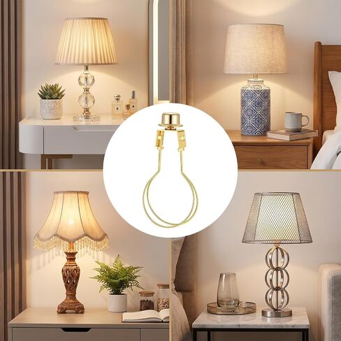 2 Pcs Lamp Shade Adapter, Lamp Shade Light Bulb Clip Adapter Gold Clip on Lamps Shades Holder Includes Finial and Lampshade Levellers for Replacement in Kuwait
