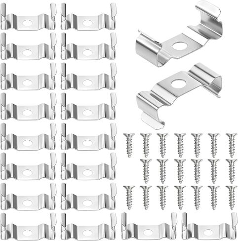 T8 Clips Bracket Hanger for Integrated Tube Light Fixture, 20 Pcs Fluorescent Tube Light Fixture Holder Clamps with Screws for T8 Led Fluorescent Bulbs, Ceiling or Shop Lamp Fixtures Installation in Kuwait