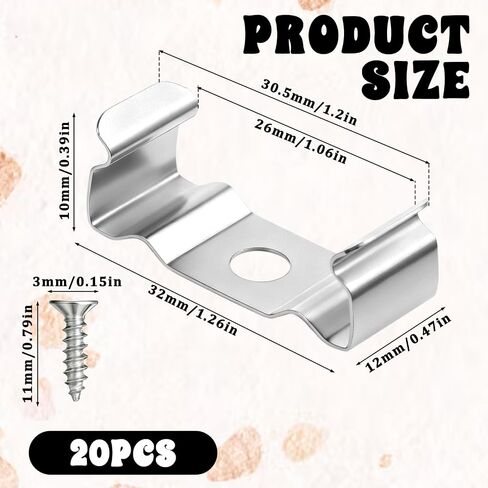 T8 Clips Bracket Hanger for Integrated Tube Light Fixture, 20 Pcs Fluorescent Tube Light Fixture Holder Clamps with Screws for T8 Led Fluorescent Bulbs, Ceiling or Shop Lamp Fixtures Installation in Kuwait