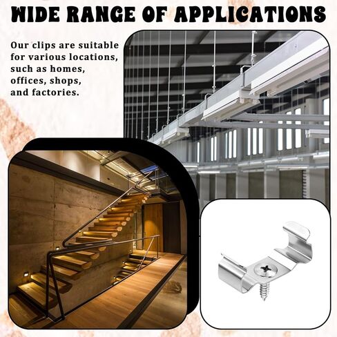 T8 Clips Bracket Hanger for Integrated Tube Light Fixture, 20 Pcs Fluorescent Tube Light Fixture Holder Clamps with Screws for T8 Led Fluorescent Bulbs, Ceiling or Shop Lamp Fixtures Installation in Kuwait