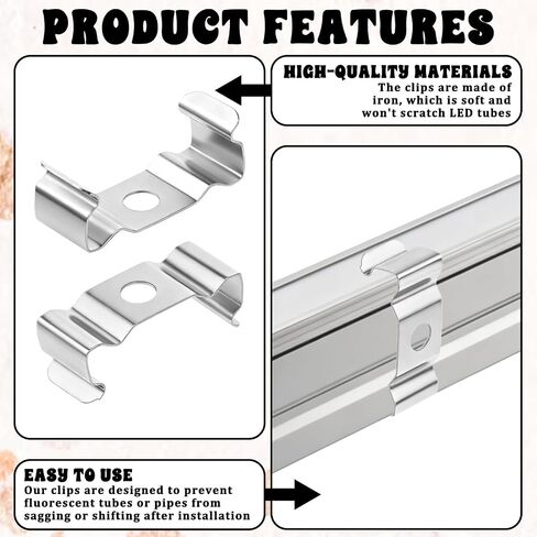T8 Clips Bracket Hanger for Integrated Tube Light Fixture, 20 Pcs Fluorescent Tube Light Fixture Holder Clamps with Screws for T8 Led Fluorescent Bulbs, Ceiling or Shop Lamp Fixtures Installation in Kuwait