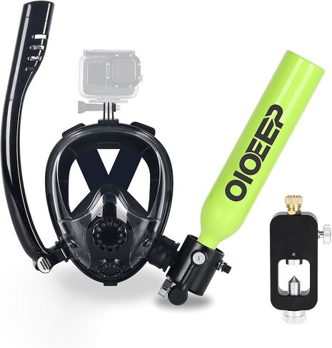 Mini Scuba Tank with Sub-Mask, 0.5L Portable Diving Lung Tank with Refill Adapter for Divers Underwater Breathing Recreational Diving Boat Cleaning Cleaning,Black in Saudi Arabia