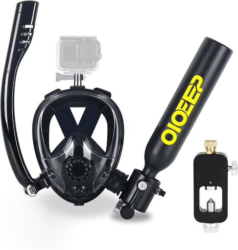 Mini Scuba Tank with Sub-Mask, 0.5L Portable Diving Lung Tank with Refill Adapter for Divers Underwater Breathing Recreational Diving Boat Cleaning Cleaning,Black in Saudi Arabia