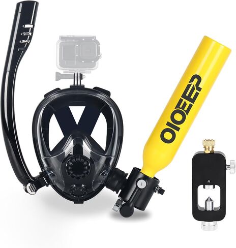 Mini Scuba Tank with Sub-Mask, 0.5L Portable Diving Lung Tank with Refill Adapter for Divers Underwater Breathing Recreational Diving Boat Cleaning Cleaning,Black in Saudi Arabia