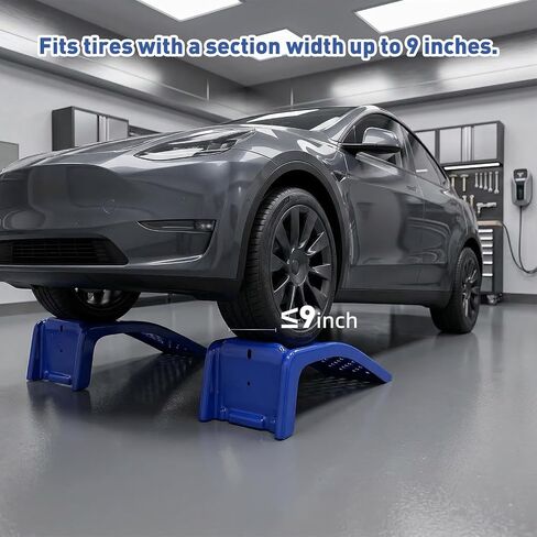 Heavy Duty Car Ramps for Oil Changes, 2 Pack Solid Steel Vehicle Ramps, 8,000 LBS Capacity Per Pair, 35" x 12" x 9.5", Auto Service Ramps, 9" Tire Track Width, Traction Hole Surface, Blue in Kuwait