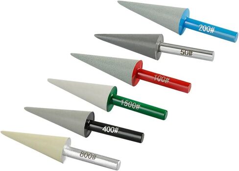 Resin Emery Conical Grinding Head 6mm Shank for Rotary Tool, 50-1500 Grit Burrs for Stone Carving Glass Gemstone Polishing(Grit 800) in Kuwait