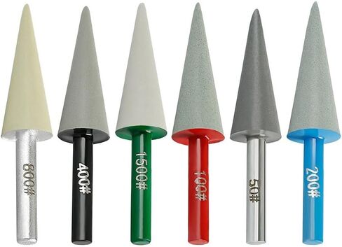 Resin Emery Conical Grinding Head 6mm Shank for Rotary Tool, 50-1500 Grit Burrs for Stone Carving Glass Gemstone Polishing(Grit 800) in Kuwait