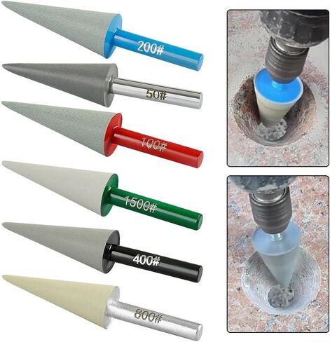 Resin Emery Conical Grinding Head 6mm Shank for Rotary Tool, 50-1500 Grit Burrs for Stone Carving Glass Gemstone Polishing(Grit 800) in Kuwait
