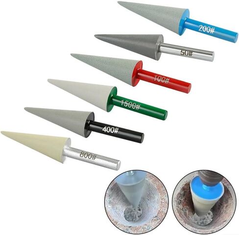 Resin Emery Conical Grinding Head 6mm Shank for Rotary Tool, 50-1500 Grit Burrs for Stone Carving Glass Gemstone Polishing(Grit 800) in Kuwait