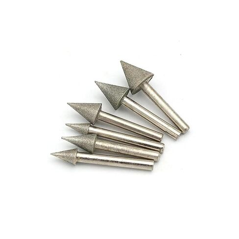 Umbrella Shaped Diamond Grinding Head 4-25mm Cone Burr 3mm/6mm Shank Abrasive Tool for Jade Stone Carving Polishing Engraving(6x14mm) in Kuwait
