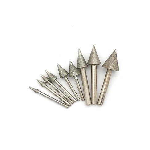 Umbrella Shaped Diamond Grinding Head 4-25mm Cone Burr 3mm/6mm Shank Abrasive Tool for Jade Stone Carving Polishing Engraving(6x14mm) in Kuwait