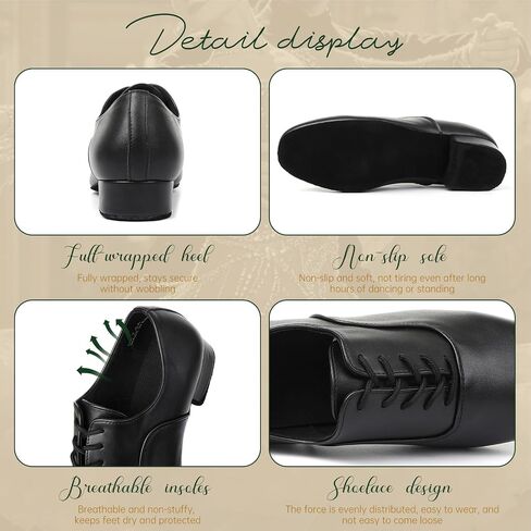 Men's Latin Dance Shoes, 1 Inch Leather Sole, Ballroom Salsa Tango in Kuwait