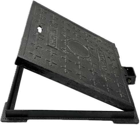 20x20 In Cast Iron Manhole Cover and Frame for 18" Corrugated Pipe, B-Class 28100 lbs Heavy-Duty Driveway Septic Tank Lid with Base, Square Anti-Slip Inspection Well Cover (True 19.7" ISL) in Kuwait